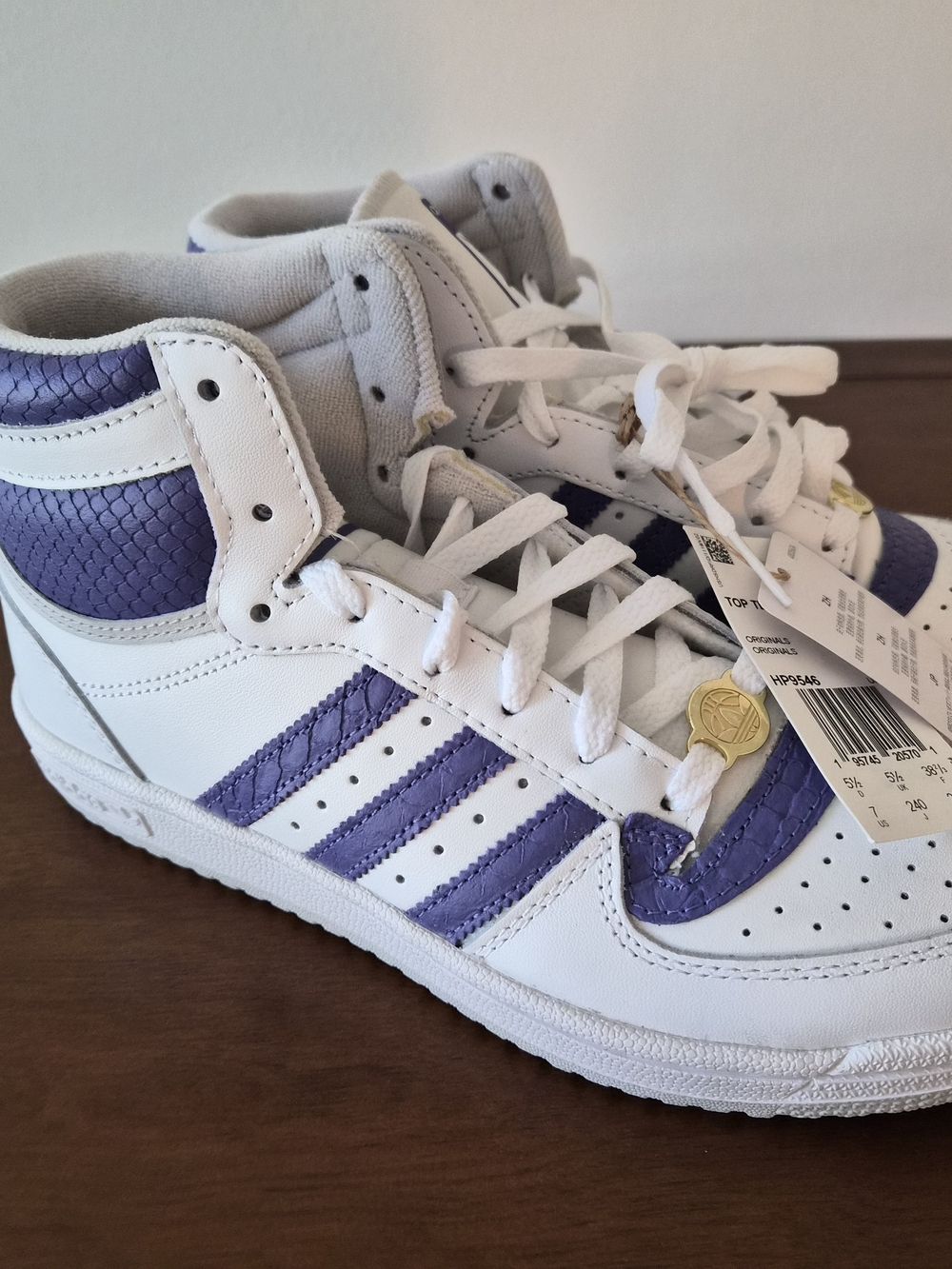 adidas White and Purple High-Top Sneakers
